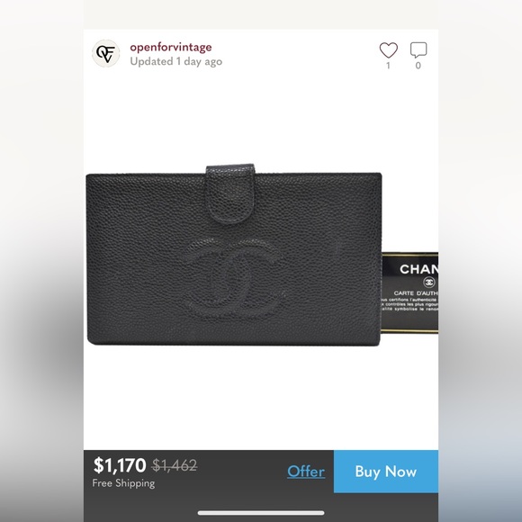 $1295 CHANEL CC Caviar Leather Wallet - Picture 12 of 13